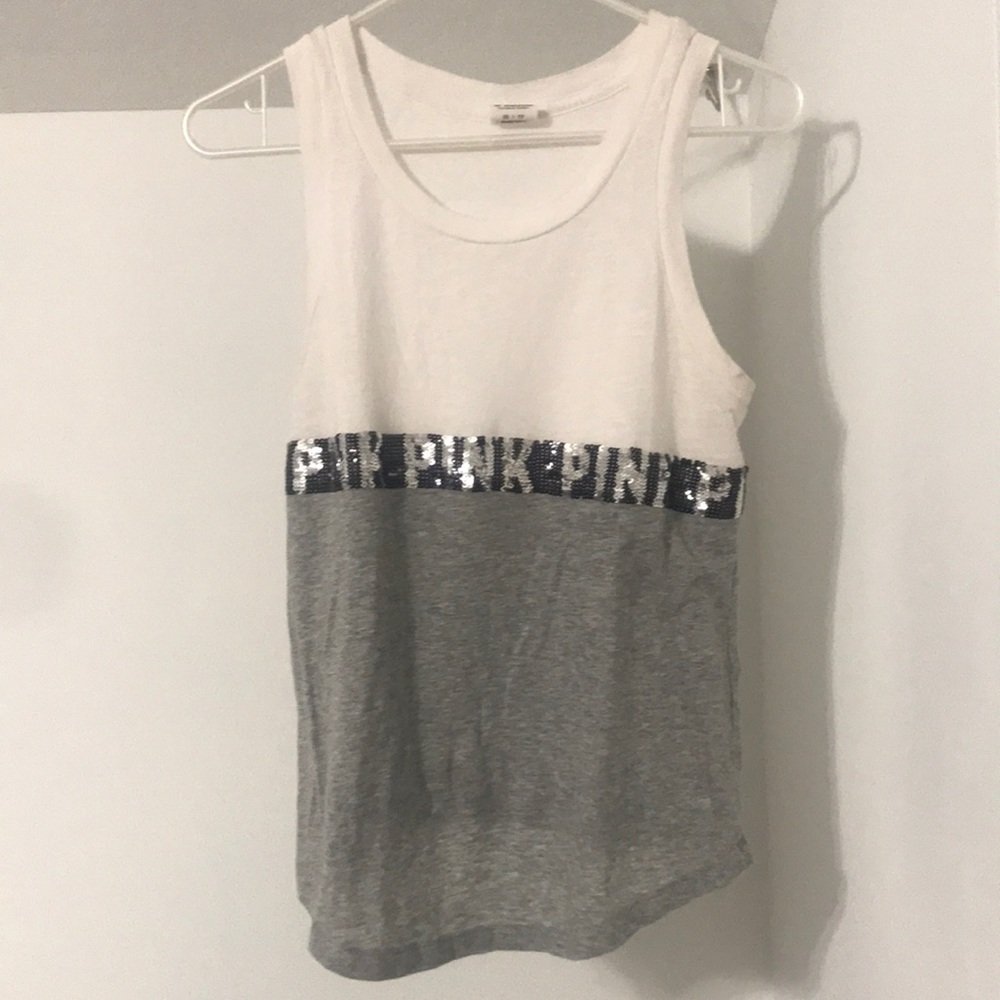 Pink VS bling tank top